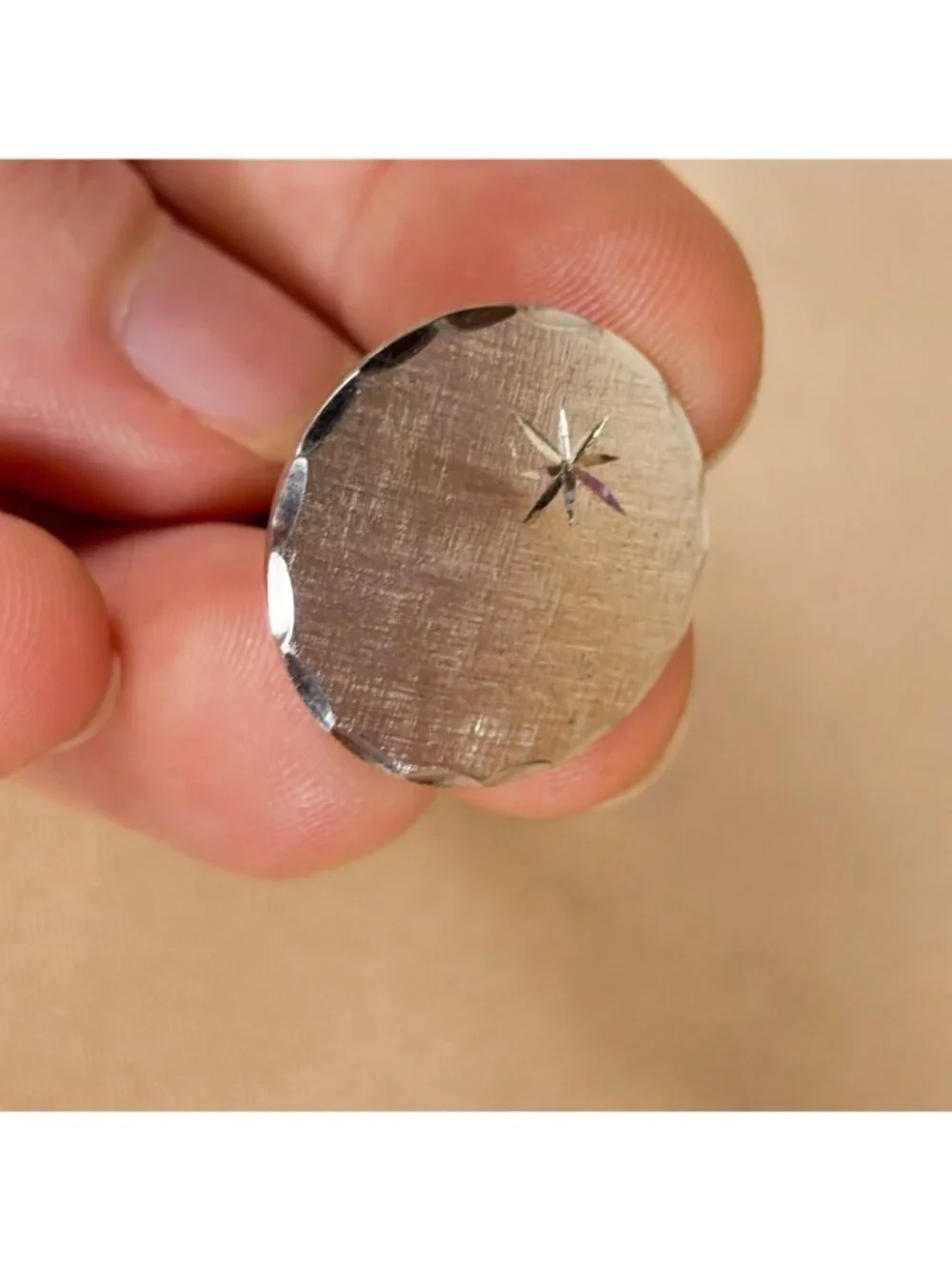 Vintage Signed Sterling Silver Starburst Etched Cufflinks Set A5